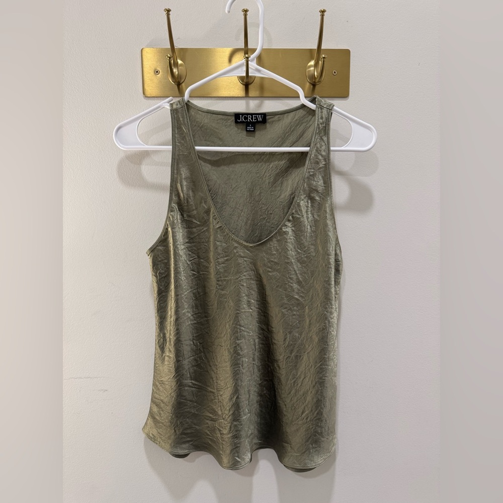 J. Crew Metallic Olive Tank Top